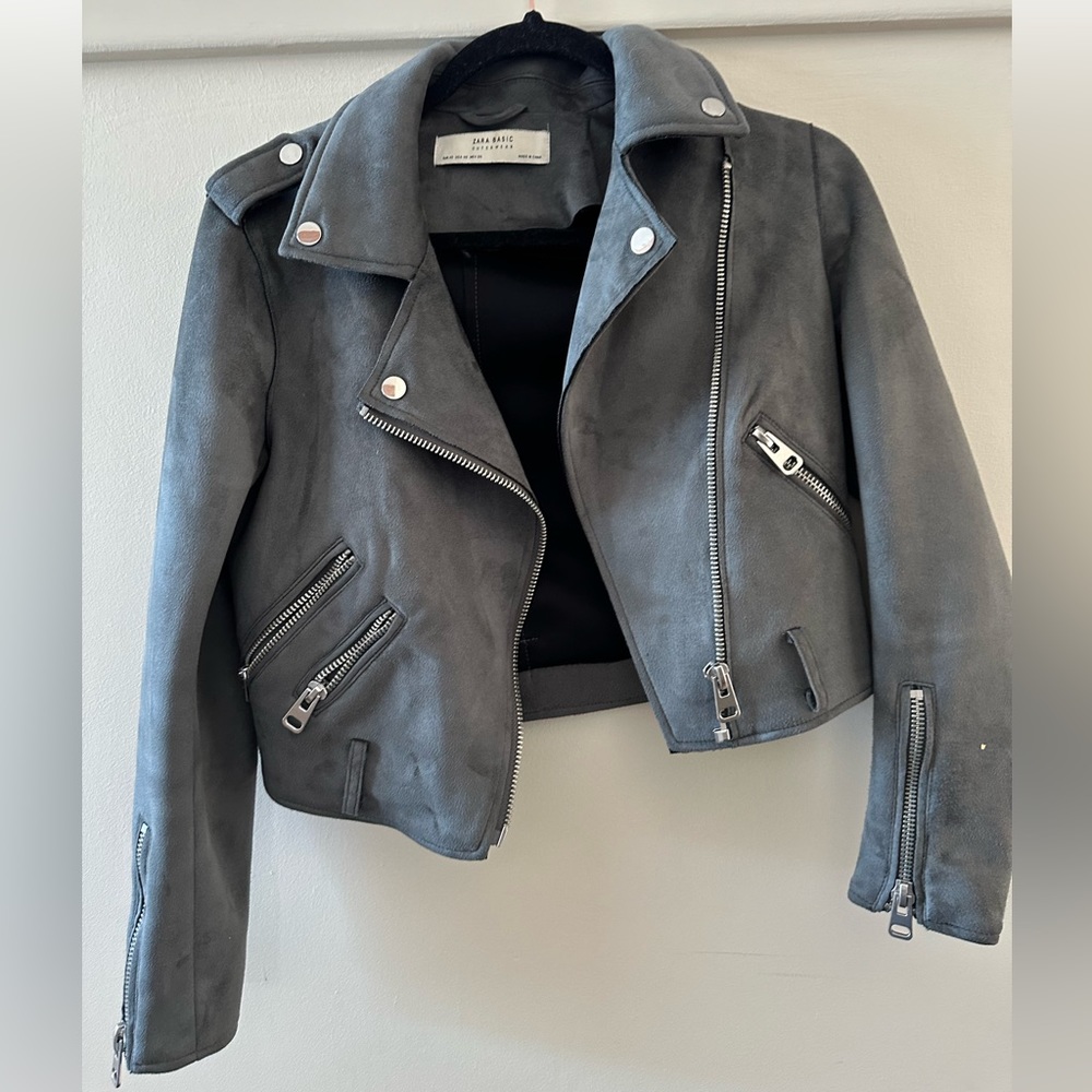 Zara cropped felt motor jacket ( missing belt always wore it without one
